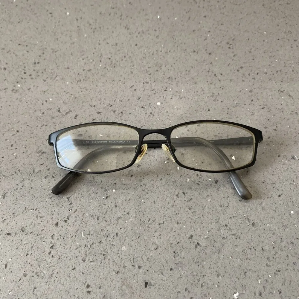 Claiborne Eyeglasses Rectangle Frames ONLY 55-18 145 black full rim Italy